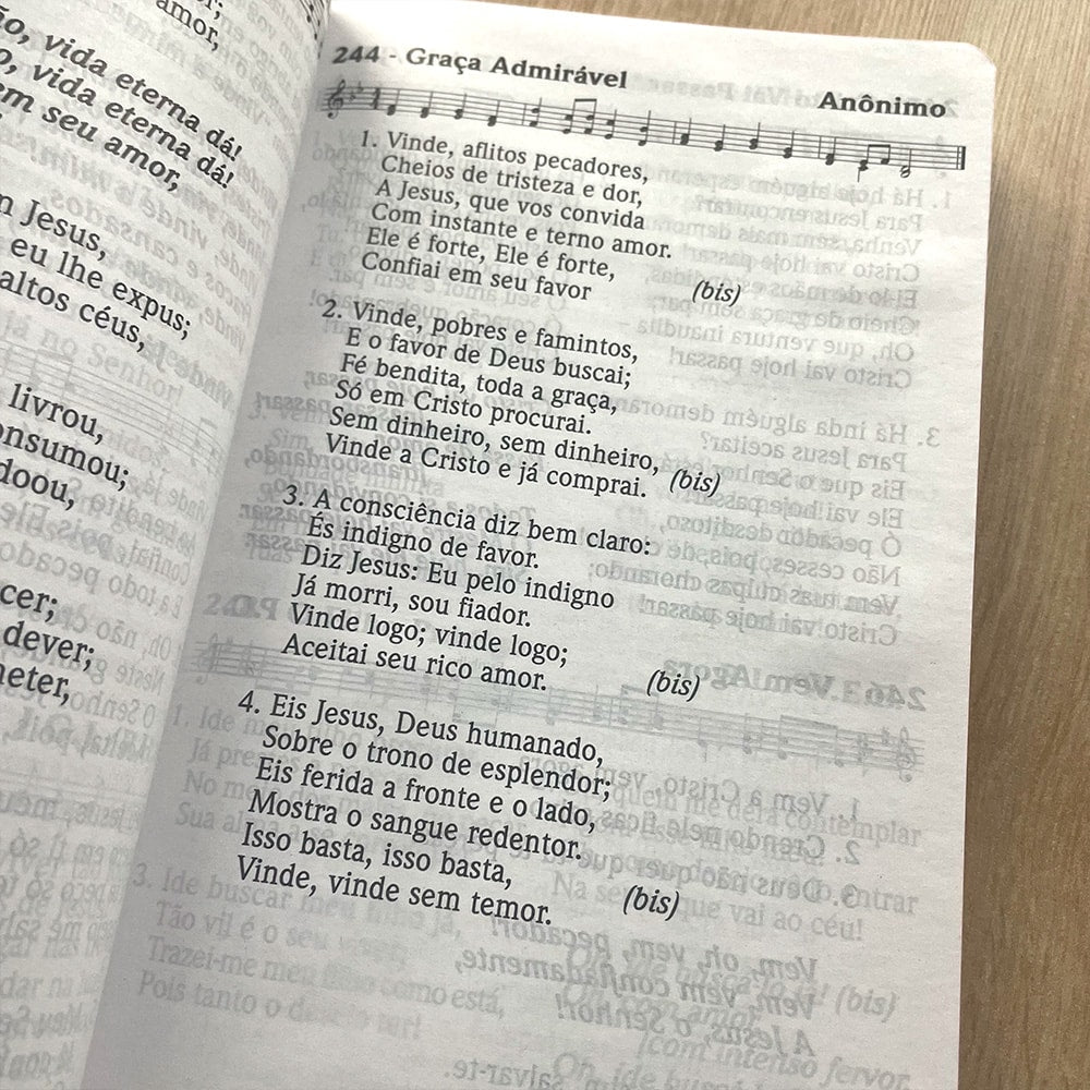 Hinário Cantor Cristão Com Letra | Grande | Capa Brochura Preta