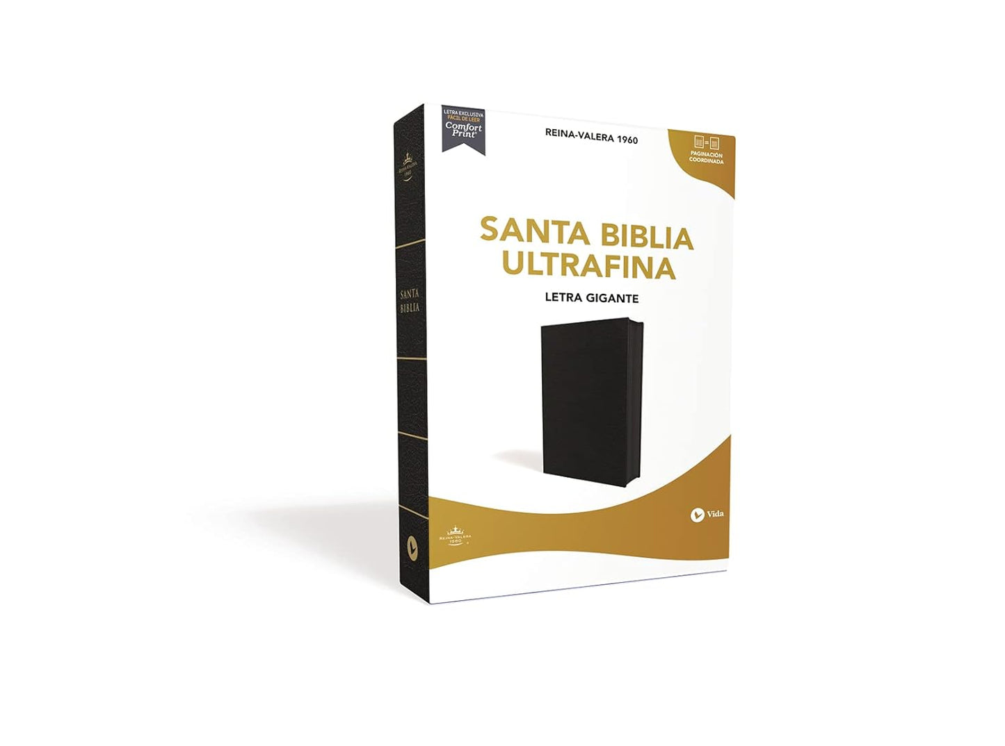 Santa Biblia | RVR 1960 | Ultrafina | Letra gigante 12 pts | Piel fabricada negra con cierre | Palabras de Jesús en rojo