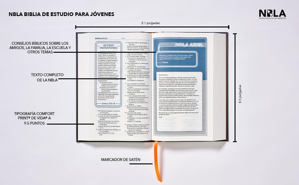 Biblia de Estudio para Adolescentes | NBLA | Tapa Dura | Azul | Comfort Print