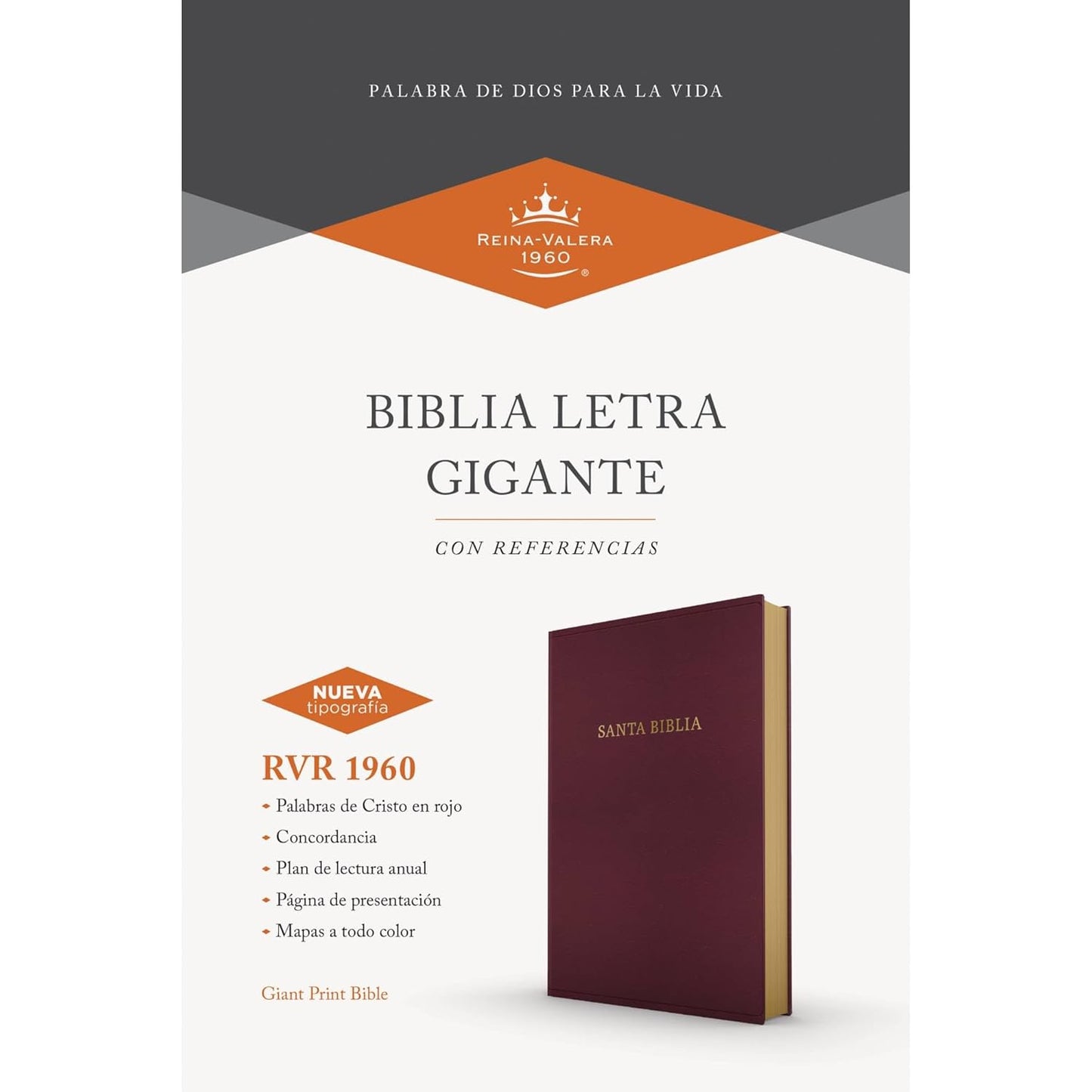 RVR 1960 Biblia Letra Gigante, Borgoña Imitación Piel