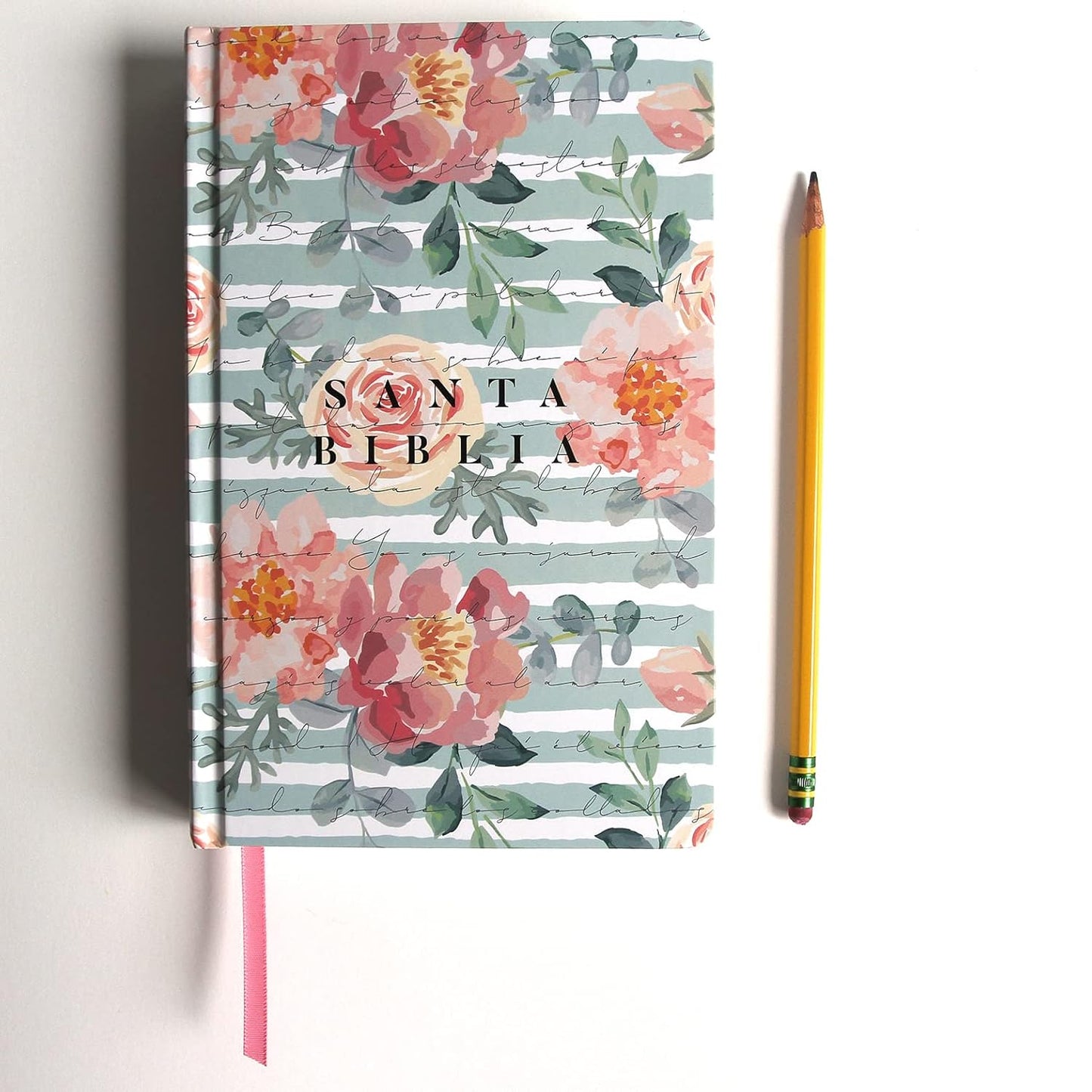 Biblia Reina Valera 1960 | Letra grande | Tamaño manual | Tapa dura rosas rosadas