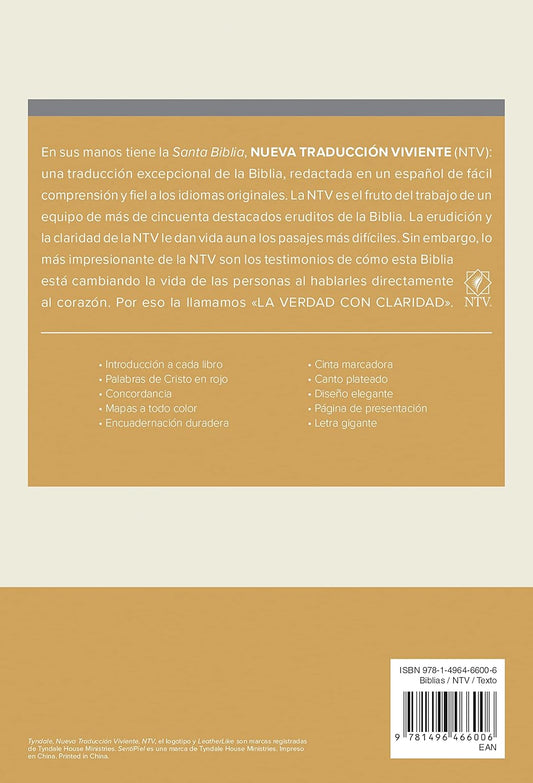 Santa Biblia | NTV | Edición manual | Letra gigante | SentiPiel negra | Letra roja