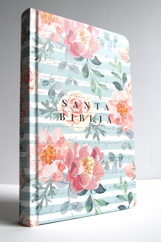 Biblia Reina Valera 1960 | Letra grande | Tamaño manual | Tapa dura rosas rosadas