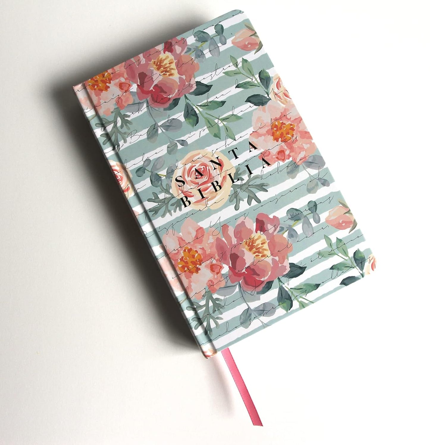 Biblia Reina Valera 1960 | Letra grande | Tamaño manual | Tapa dura rosas rosadas