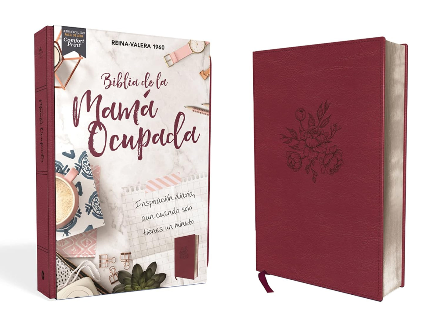 Santa Biblia | RVR60 | Mamá Ocupada | Leathersoft magenta | Palabras de Jesús en rojo | Comfort Print