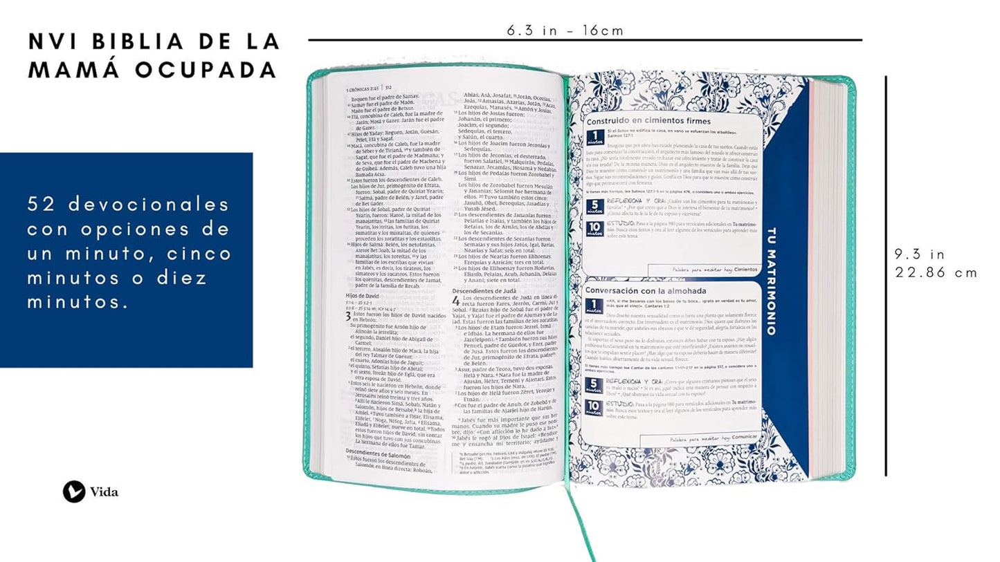 Biblia de la Mamá Ocupada | NVI | Turquesa | Palabras de Jesús en Rojo