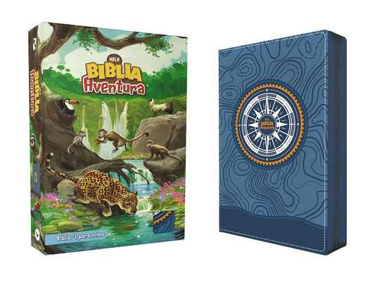 Biblia Aventura | NBLA | Interior a color | Leathersoft azul | Con cierre
