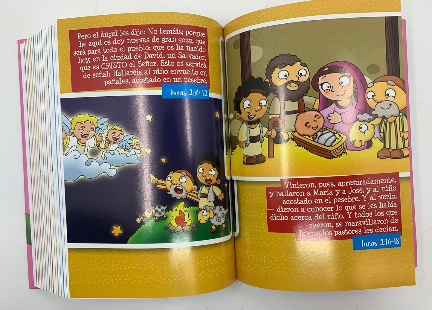 Biblia para Niñas Letra Grande 10 Puntos Mi Gran Viaje Portátil RVR60 | Rosa Rayas | Tapa Dura