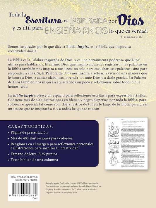 Biblia Inspira NTV | SentiPiel | Oro | Para colorear