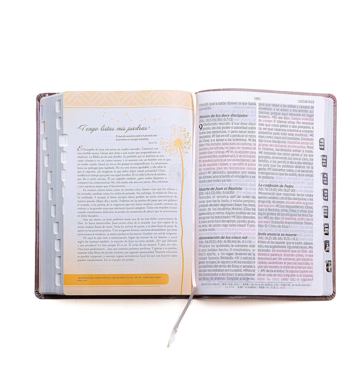 Biblia para Mujeres | RVR 1960 | Promesas Inspira | Piel especial rosa con índice | Tapa dura