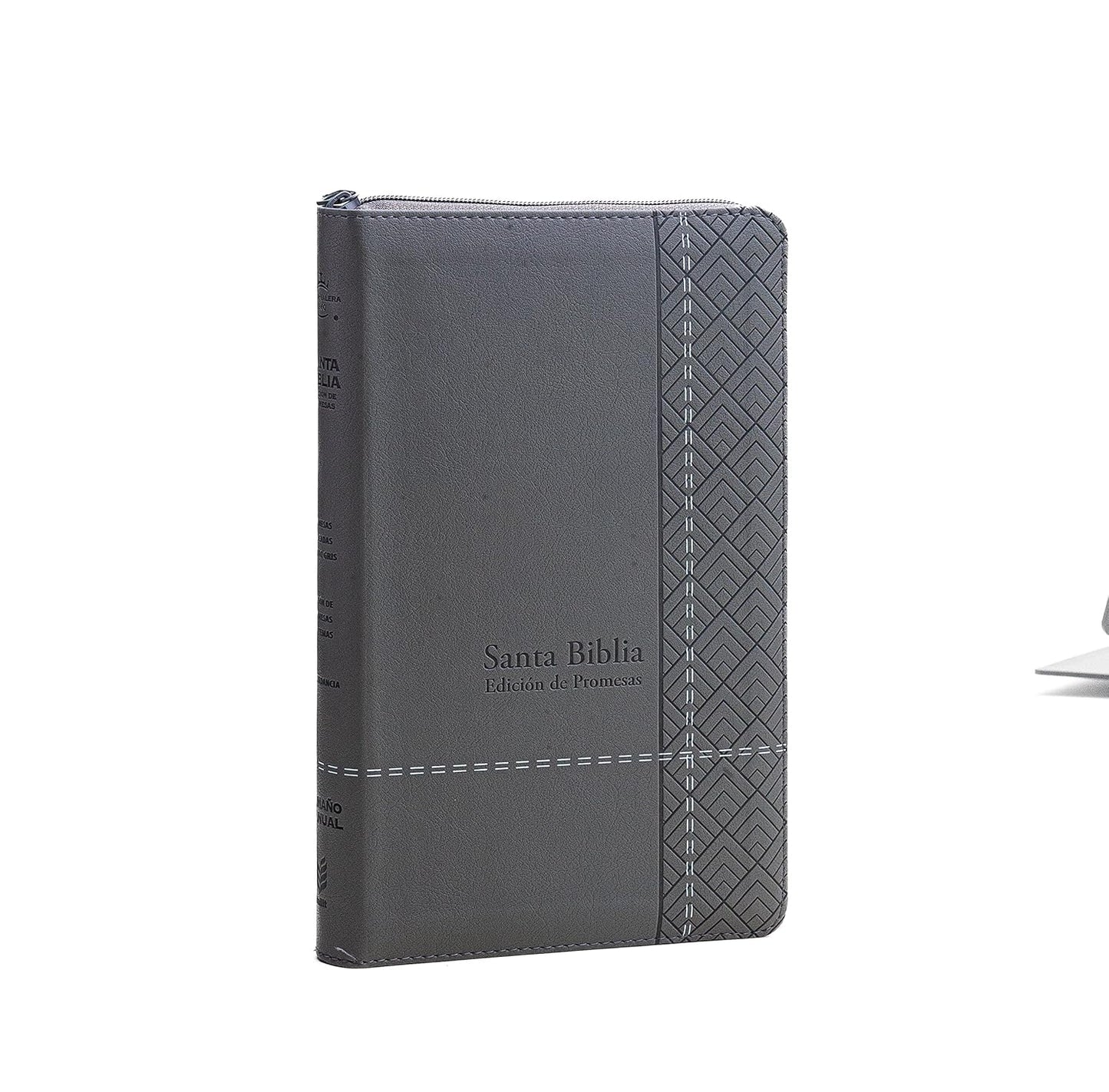 Santa Biblia de Promesas | RVR1960 | Letra Grande | Tamaño Manual con Cierre | Gris