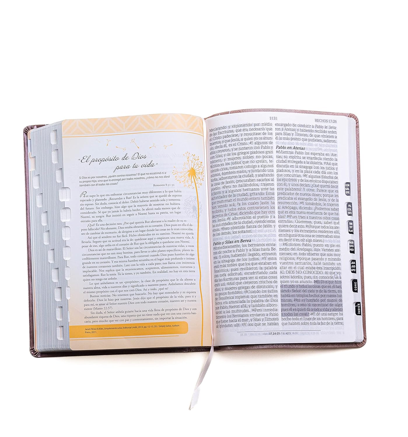 Biblia para Mujeres | RVR 1960 | Promesas Inspira | Piel especial rosa con índice | Tapa dura