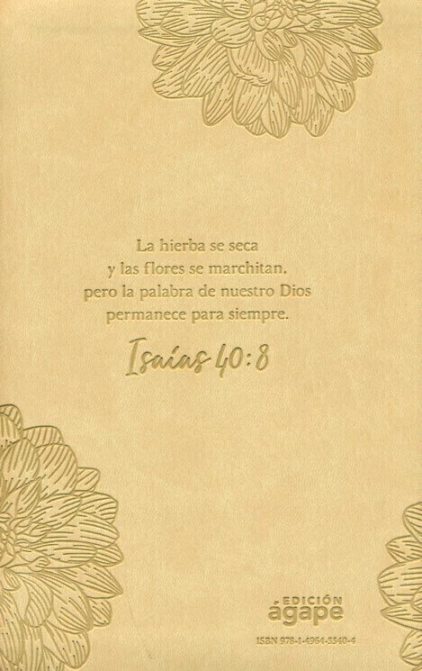 Santa Biblia NTV, Edición ágape, SentiPiel, Flor Beige