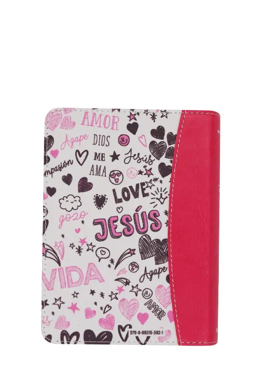 Biblia de Bolsillo | Reina Valera 1960 | Imitación Piel Tela Impresa con Índice | Palabras de Vida | Rosa