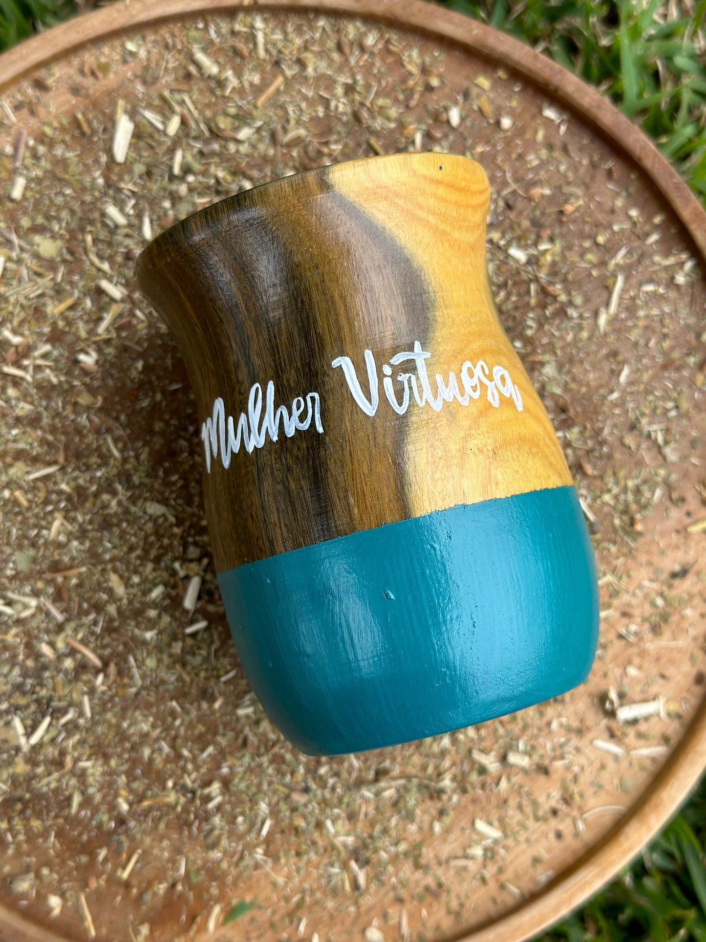 Guampa de Palo Santo | Diseño Hecho a Mano | Frases Inspiradoras Cristianas