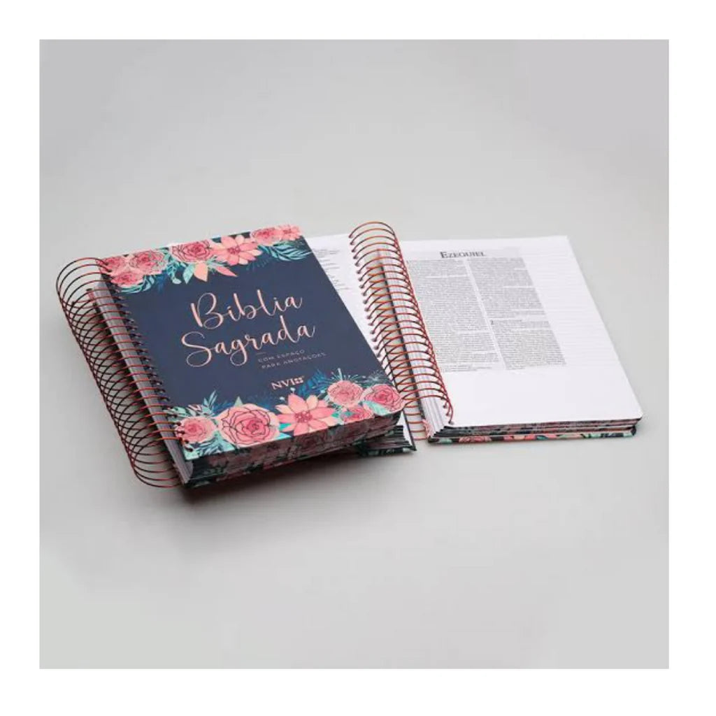 Bíblia Anote Espiral Rosas Especial | NVI | Letra Normal | Com Espaço Para Anotações