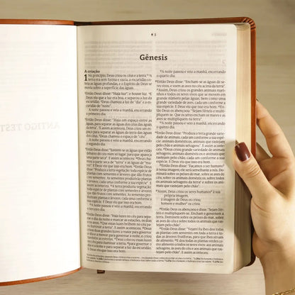Bíblia Slim Filament | NVT | Letra Grande | Capa Couro Sintético Marrom
