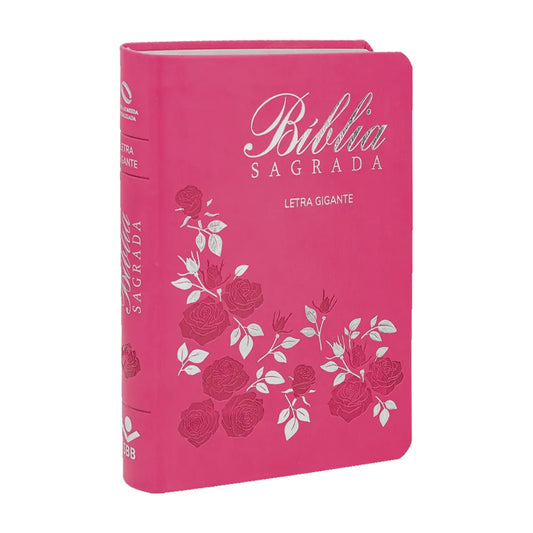 Bíblia Sagrada | NAA | Letra Gigante | Capa Luxo Pink Flores