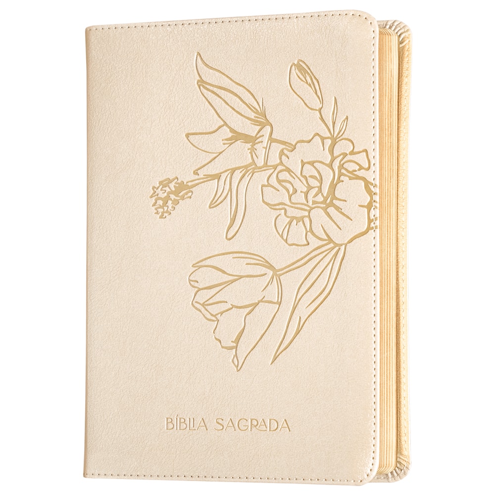 Bíblia The Purpose Book | A21 | Capa Couro Soft Bege Flores