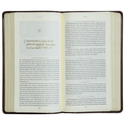 Bíblia The Purpose Book | A21 | Capa Couro Soft Marrom Cruz
