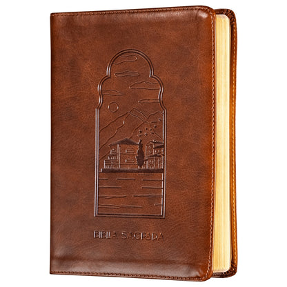 Bíblia The Purpose Book | A21 | Capa Couro Soft Marrom Paisagem