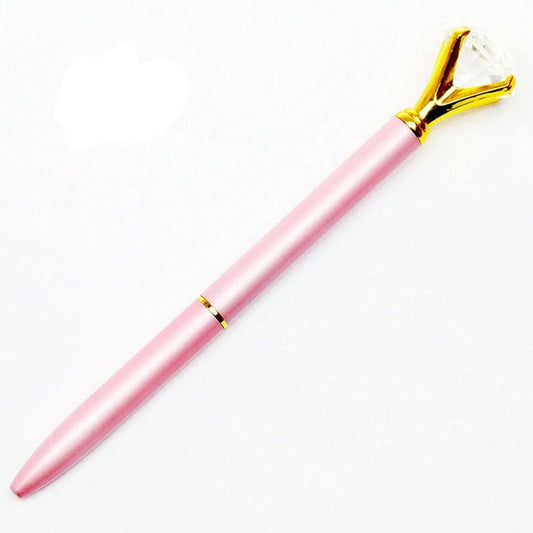 Caneta de Diamante Rosa com Cristais