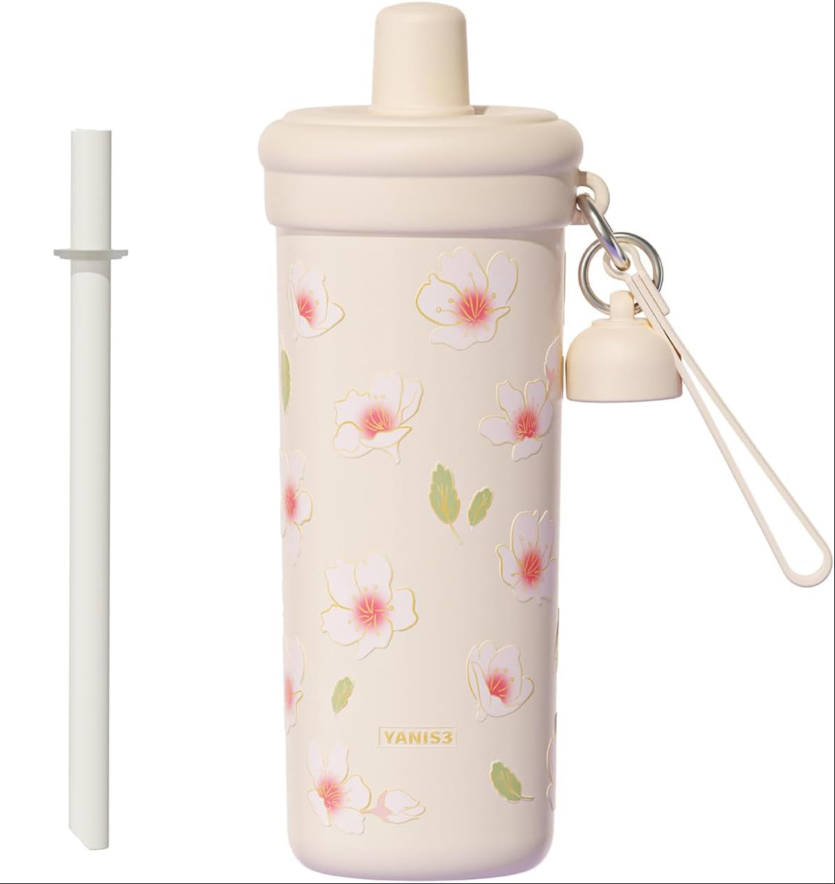 Vaso térmico | 600 ml | Acero inoxidable | Flor de melocotón