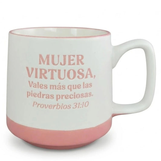 Taza Hosanna | “Mujer virtuosa” | Proverbios 31:10 | Cerámica