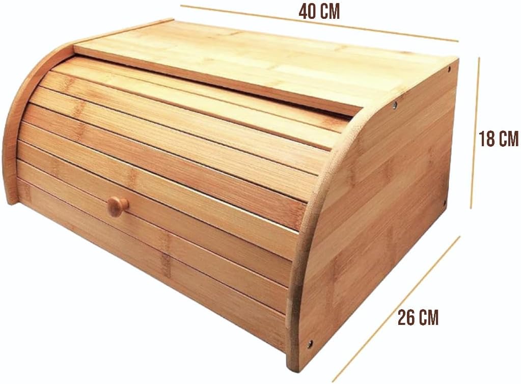 Porta Pan de Bambú | Tapa Deslizante | Organizador de Cocina