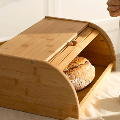 Porta Pan de Bambú | Tapa Deslizante | Organizador de Cocina