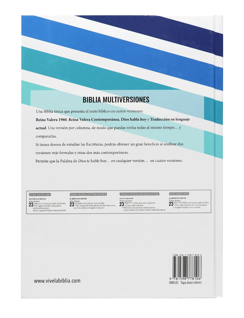 Biblia Multiversiones 4 en 1 | RVR1960, RVC, DHH, TLA | Estudio | Tapa dura | Español