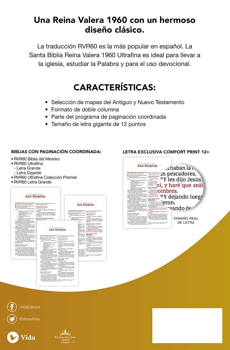 Santa Biblia | RVR 1960 | Ultrafina | Letra gigante 12 pts | Piel fabricada negra con cierre | Palabras de Jesús en rojo