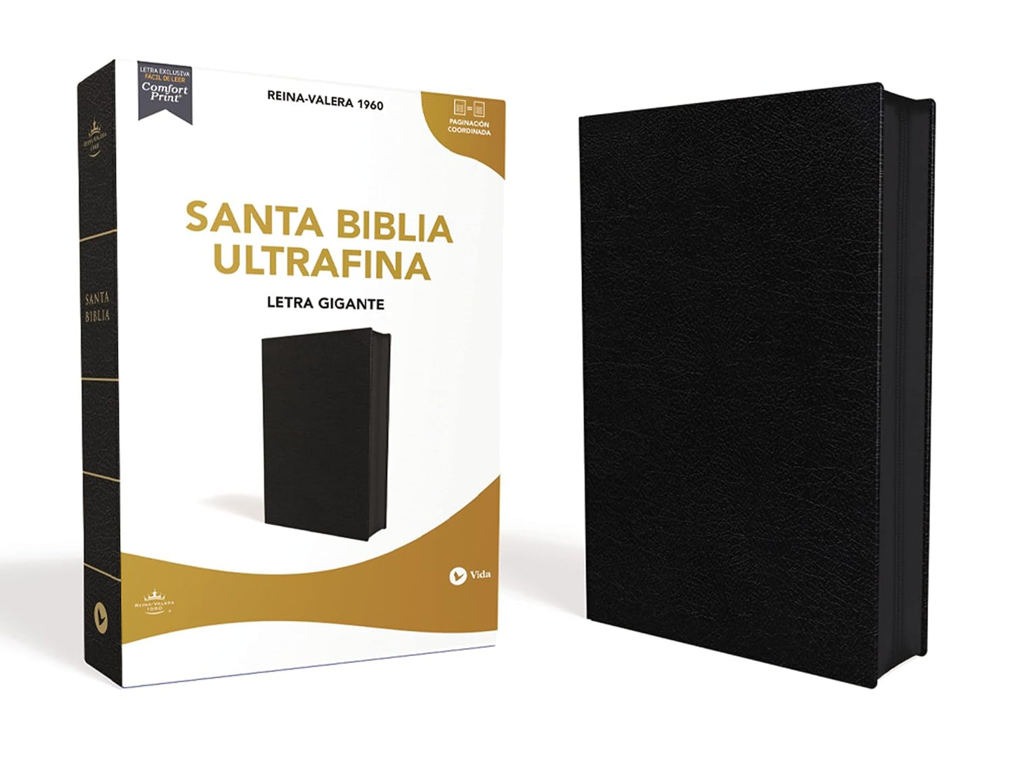 Santa Biblia | RVR 1960 | Ultrafina | Letra gigante 12 pts | Piel fabricada negra con cierre | Palabras de Jesús en rojo