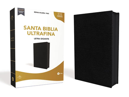 Santa Biblia | RVR 1960 | Ultrafina | Letra gigante 12 pts | Piel fabricada negra con cierre | Palabras de Jesús en rojo