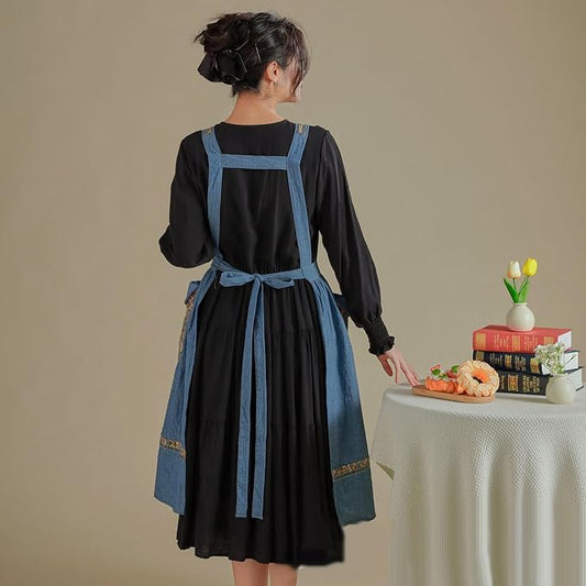 Delantal para cocina gris | Algodón | Diseño coreano elegante