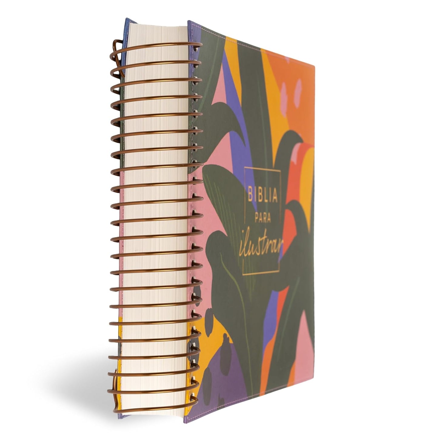 Biblia para ilustrar | Reina Valera 1960 | Símil piel floral | Margen creativo | Espiral metálico