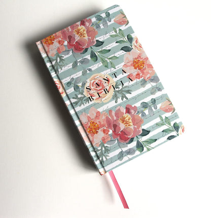 Biblia Reina Valera 1960  | Letra grande  | Tamaño manual  | Tapa dura rosas rosadas