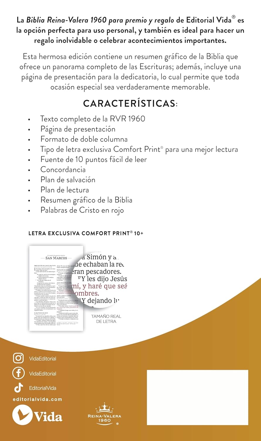 Biblia Sagrada | RVR 1960 | Tapa dura negra | Palabras de Jesús en rojo