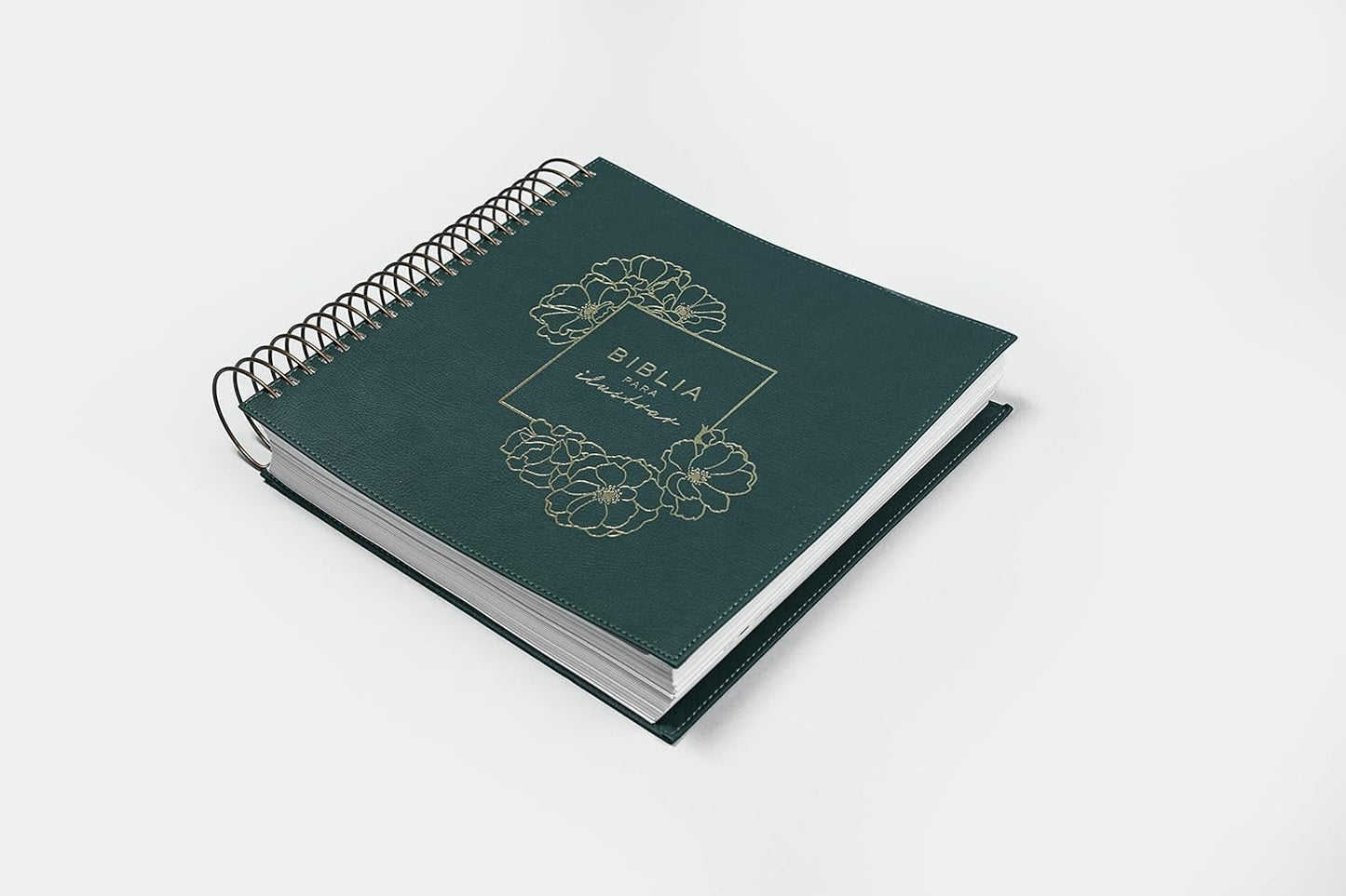 Biblia para ilustrar | Reina Valera 1960 | Símil piel verde | Margen creativo | Espiral metálico | Español