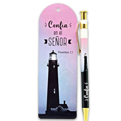 Separador com Bolígrafo: Confía - Provérbios 3:5