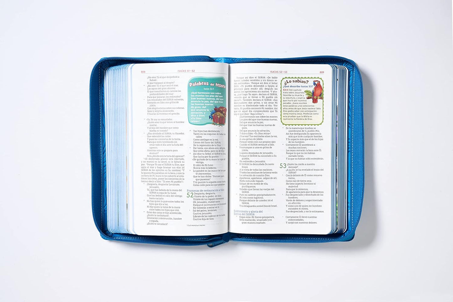 Biblia Aventura | NBLA | Interior a color | Leathersoft azul | Con cierre
