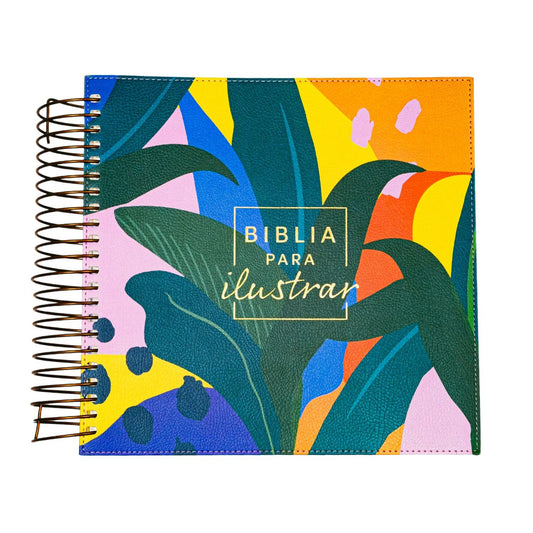 Biblia para ilustrar | Reina Valera 1960 | Símil piel floral | Margen creativo | Espiral metálico