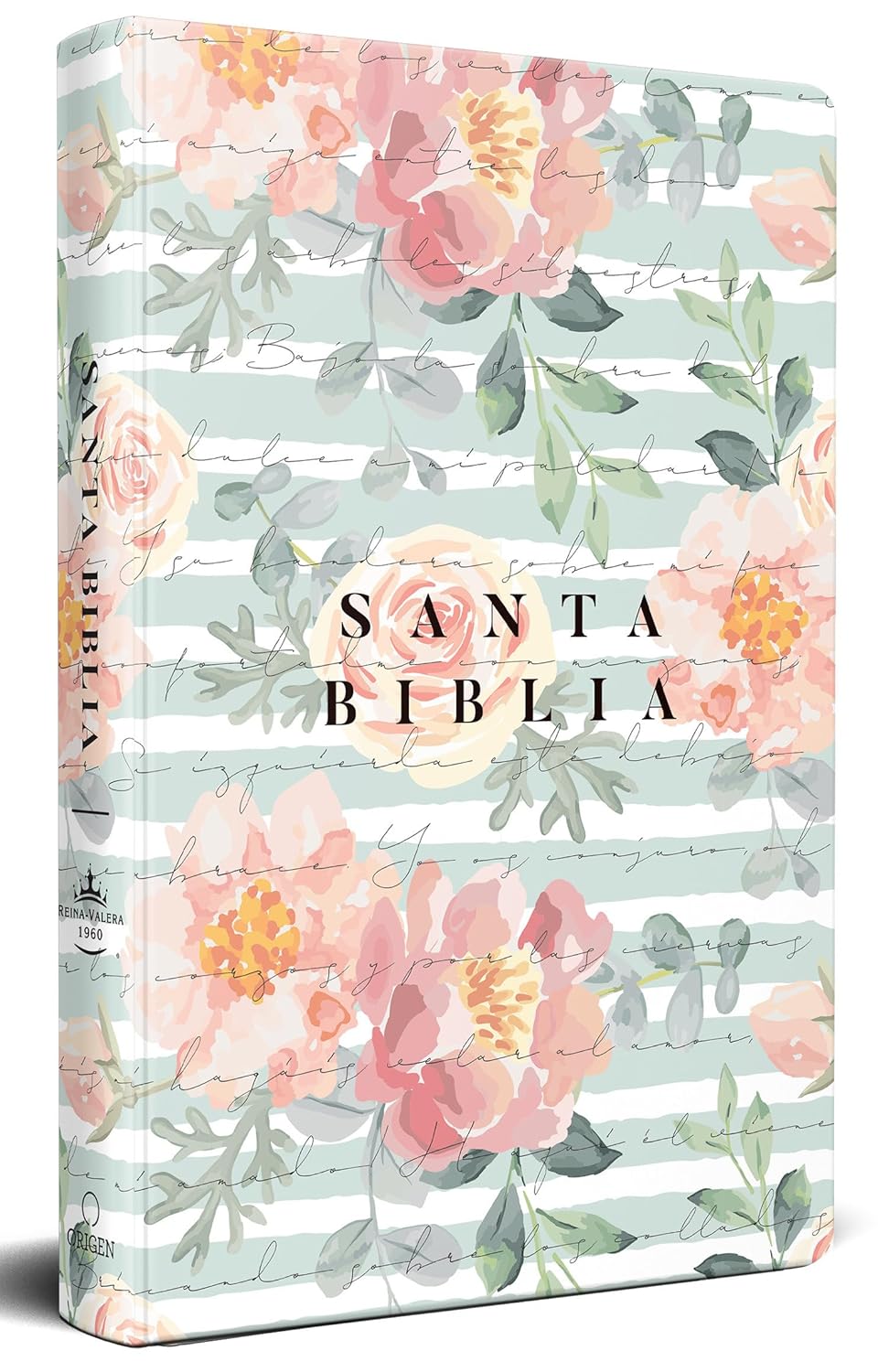 Biblia Reina Valera 1960  | Letra grande  | Tamaño manual  | Tapa dura rosas rosadas