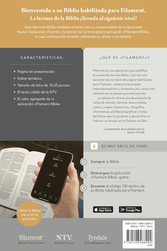 Biblia | NTV | Letra grande | Filament | SentiPiel rosa