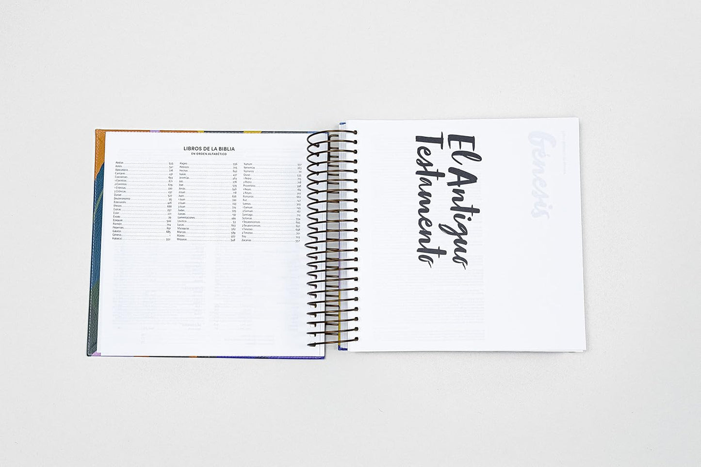 Biblia para ilustrar | Reina Valera 1960 | Símil piel floral | Margen creativo | Espiral metálico