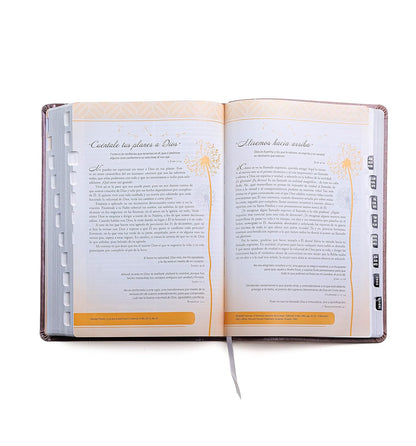 Biblia para Mujeres | RVR 1960 | Promesas Inspira | Piel especial rosa con índice | Tapa dura