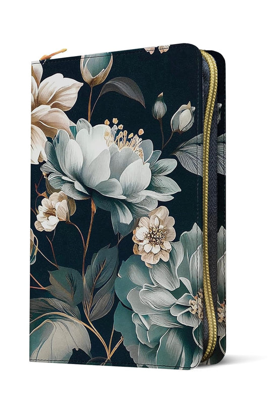 Biblia Ultrafina NTV con cierre y Filament App | SentiPiel Floral – Letra Roja