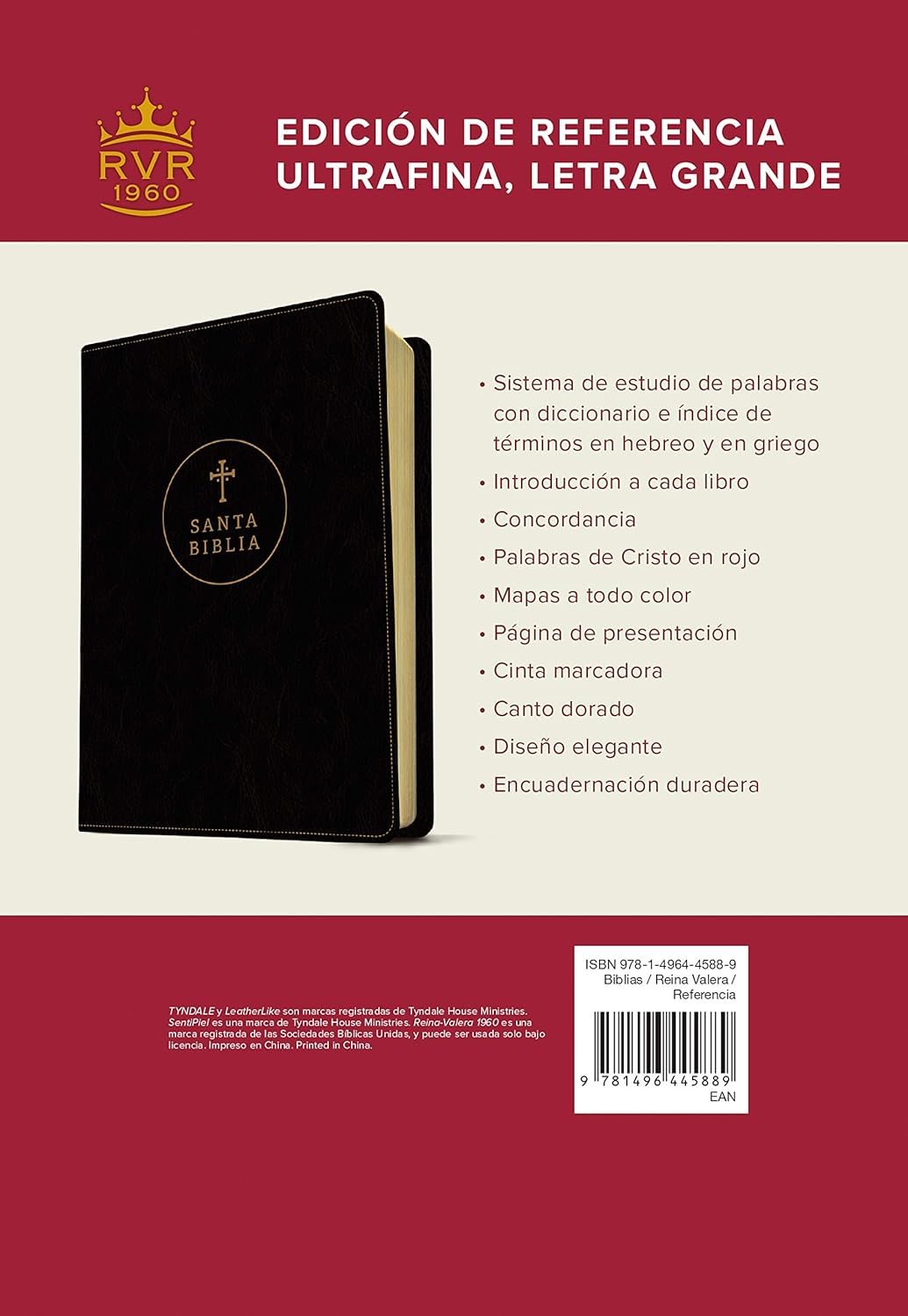 Santa Biblia | RVR 1960 | Ultrafina | Letra grande | Negra | Edición de referencia