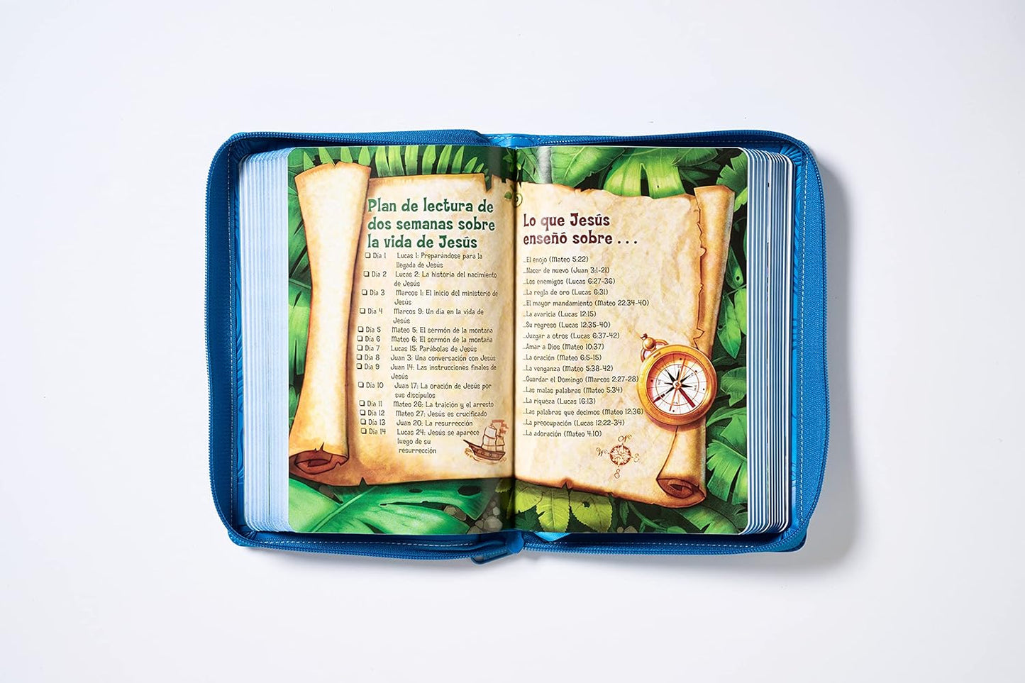 Biblia Aventura | NBLA | Interior a color | Leathersoft azul | Con cierre