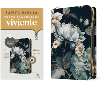 Biblia ultrafina | NTV | Filament | Floral | Índice | Letra roja | Zíper